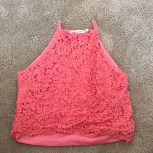 Coral floral summer top
